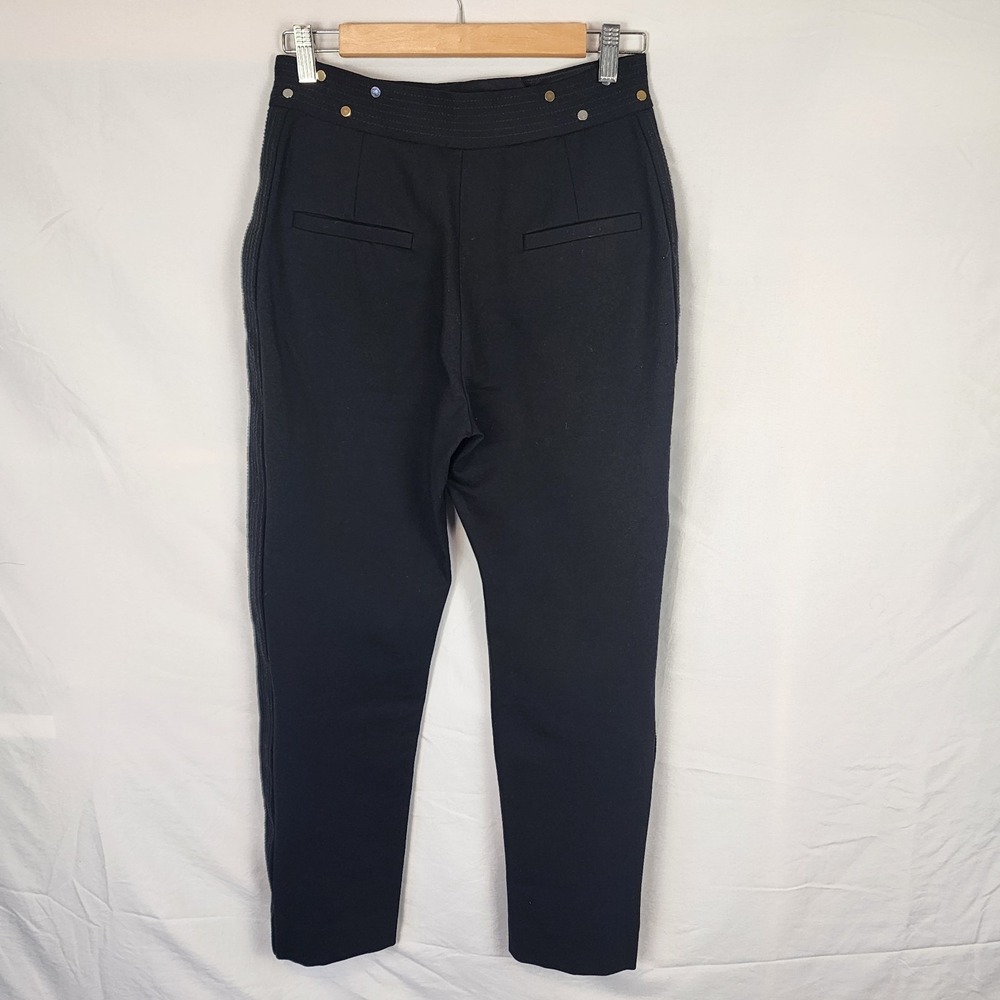 Sandro Paris Aurores Studded Black Cropped Stretch Pants Women's Size 38‎ - Picture 2 of 8